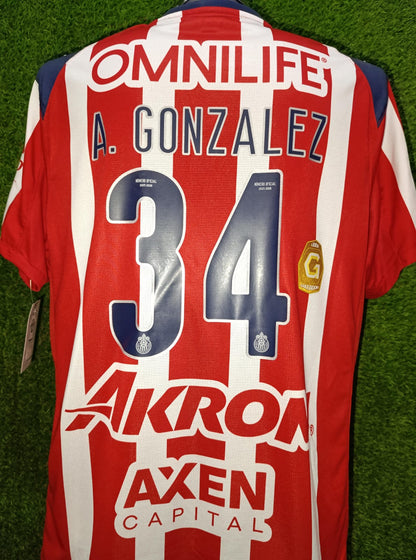 JERSEY CHIVAS 2026 LOCAL PARCHE Y NUMERACION OFICIAL #34 GONZALEZ